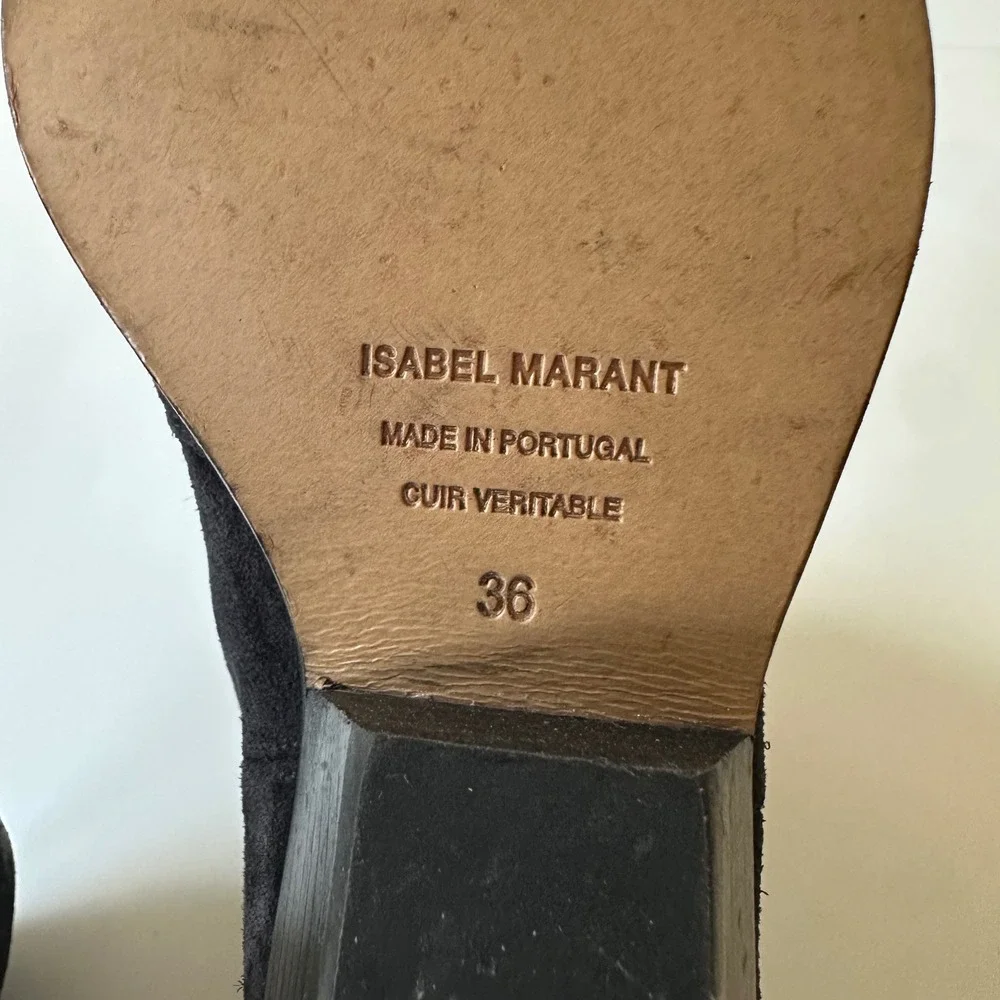 Isabel Marant Dewina Ankle Boots Black Suede Western Pointed Toe size 36 US 6